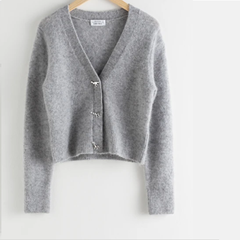 &other stories 小恐龙纽扣灰色毛衣开衫