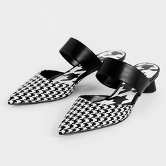 CHARLES & KEITH 小ck HOUNDSTOOTH 千鸟格露跟凉鞋