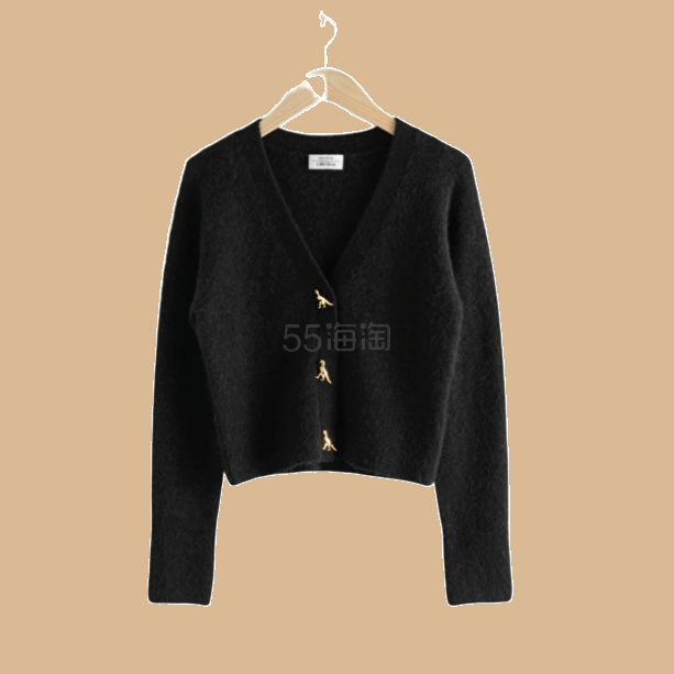 &other stories 小恐龙纽扣黑色毛衣开衫