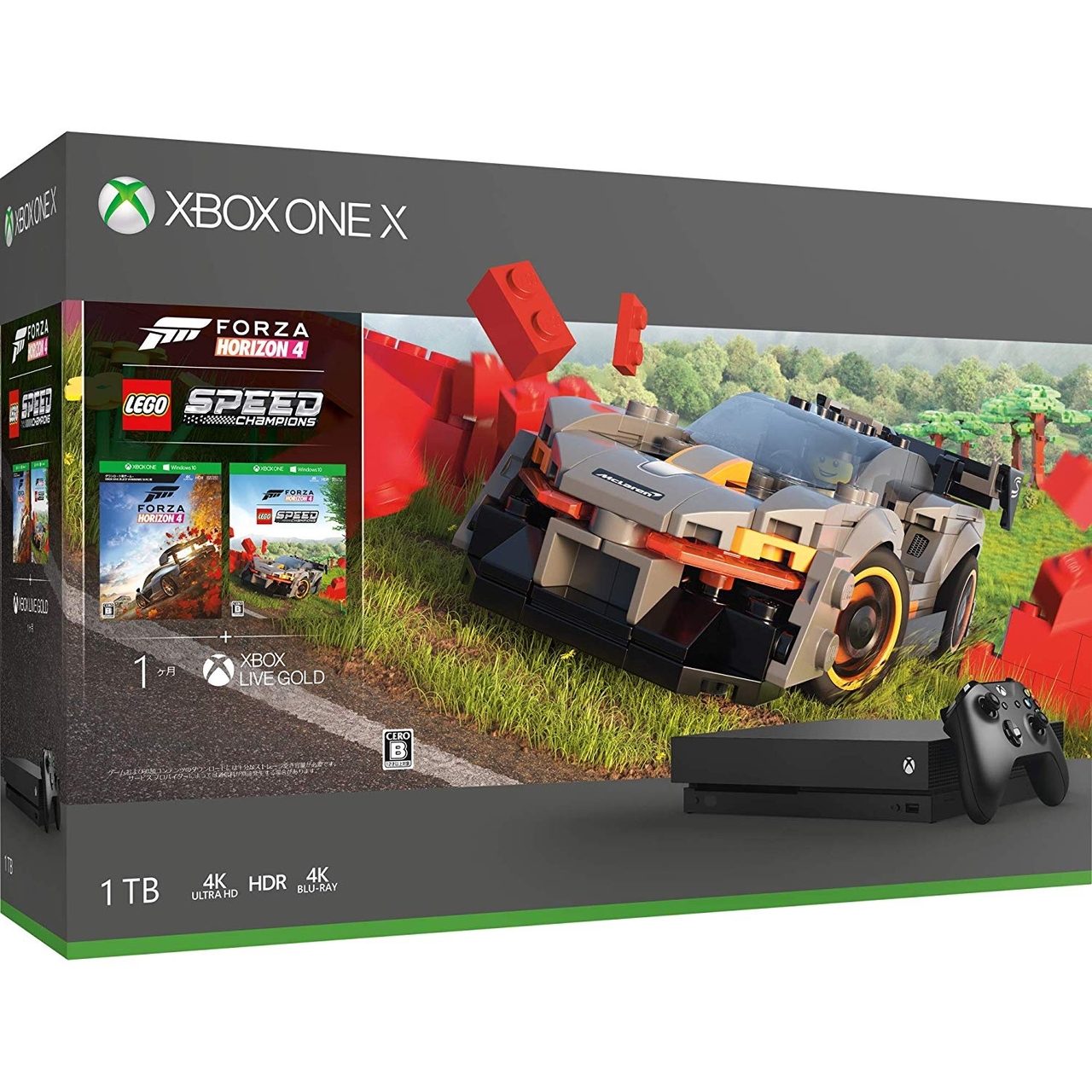 【中亚Prime会员】Microsoft 微软 Xbox One X 1TB 游戏主机 +《地平线4》+《乐高竞速》同捆版