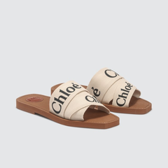 CHLOÉ Woody Logo 印花帆布拖鞋