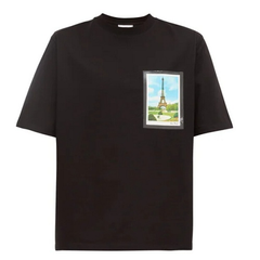 AMI Postcard-print 男士黑色T恤衫