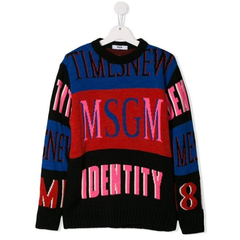 MSGM KIDS TEEN文字印花针织毛衣