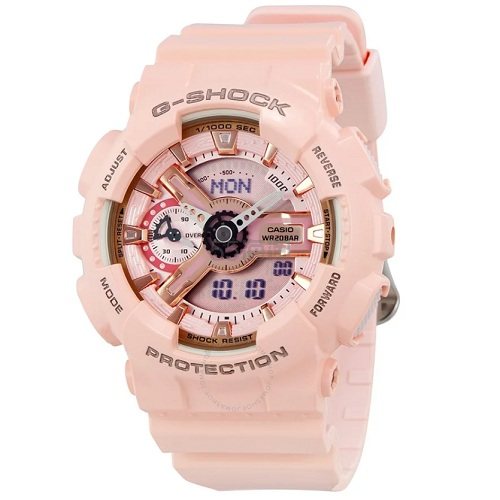 【55专享】Casio 卡西欧 G-Shock 系列 夜跑精灵 淡粉色运动腕表 GMAS110MP-4A1