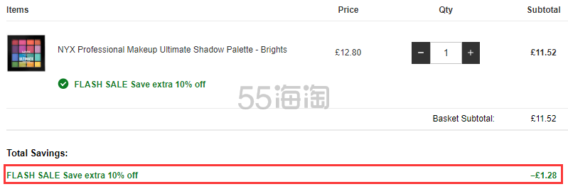 7.2折！NYX 16色眼影盘 色号Brights 花仙子盘