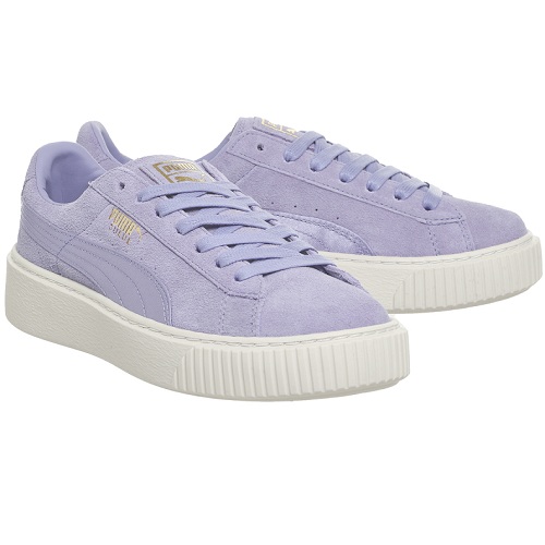 5码有!6.7折!puma 彪马 suede 薰衣草紫色麂皮绒厚底运动鞋