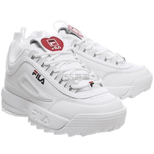 【网红款】码全！Fila 斐乐 Disruptor II 白色红心运动鞋