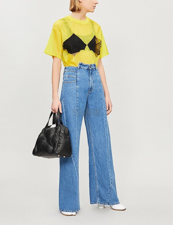 Maison Margiela 腰部镂空高腰阔腿牛仔裤