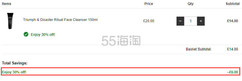 【媲美黛珂AQ洁面】7折！Triumph & Disaster 氨基酸非离子洁面乳 150ml