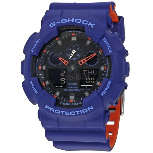55专享casio卡西欧gshock系列蓝色男士运动腕表ga100l2a