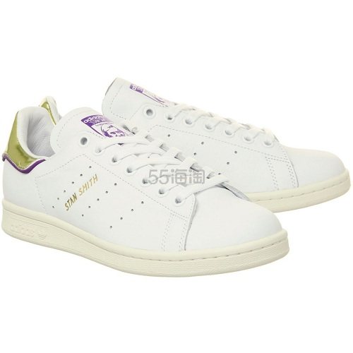 6.7折！码全！Adidas 阿迪达斯 Stan Smith 白紫拼色运动鞋