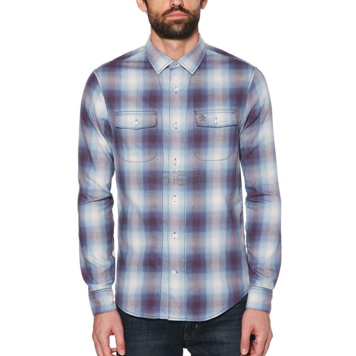 Original Penguin Ombre Plaid Twill Shirt 渐变格纹衬衫