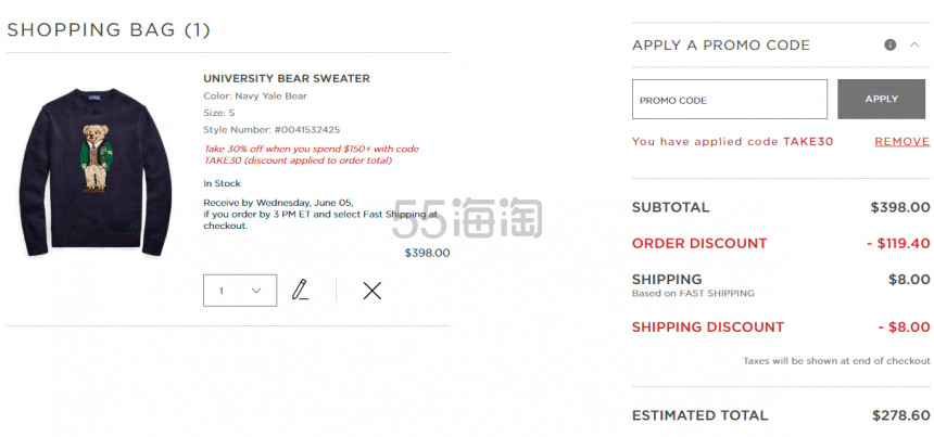 Ralph Lauren University Bear 小熊针织衫