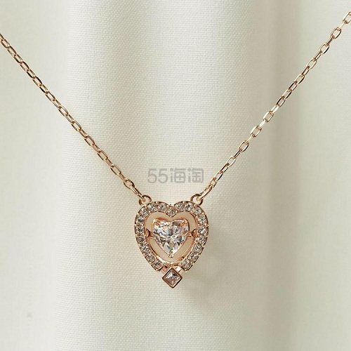 【55专享】Swarovski 施华洛世奇 跳动的心 玫瑰金色心形石吊坠项链