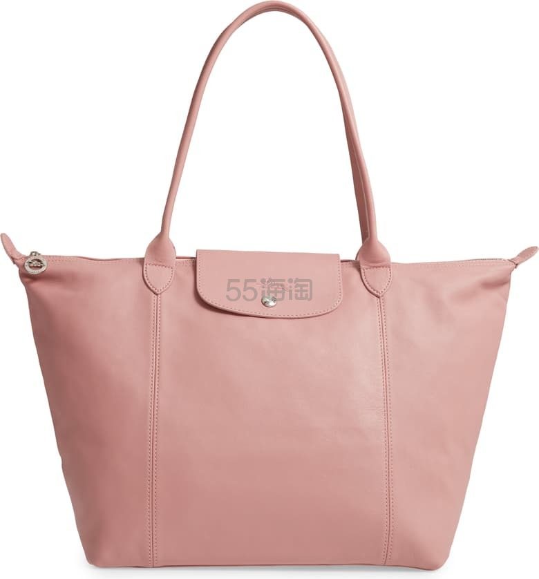 Longchamp 龙骧 Le Pliage Cuir 小羊皮饺子包 樱花粉/酒红