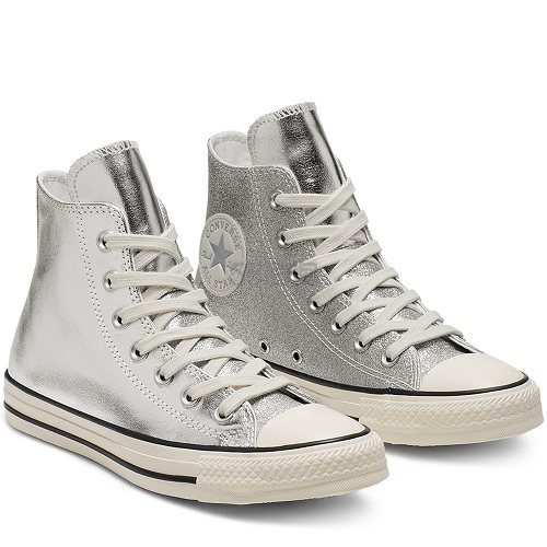 降价converse匡威allstar闪光银色高帮鞋