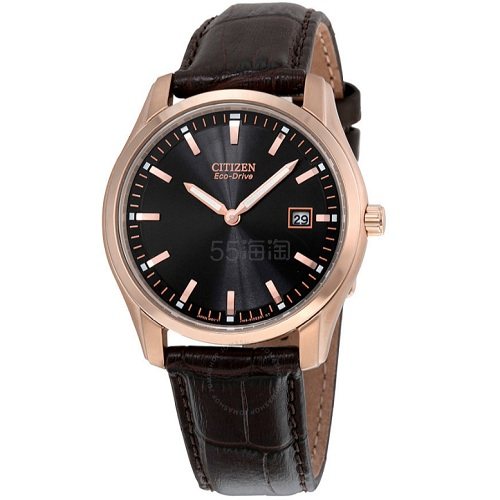 【55专享】Citizen 西铁城 Eco Drive 系列 玫瑰金棕色男士光动能腕表 AU1043-00E