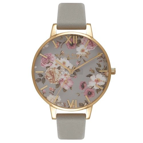 Olivia Burton 灰色花卉女士气质腕表 OB16FS81