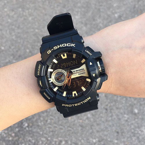 【55专享】casio 卡西欧 g-shock 系列 黑金配色男士运动腕表 ga-400