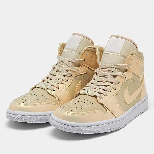 【新款上架】Air Jordan 1 Mid 变色龙 鹅毛黄柠檬 女子篮球鞋