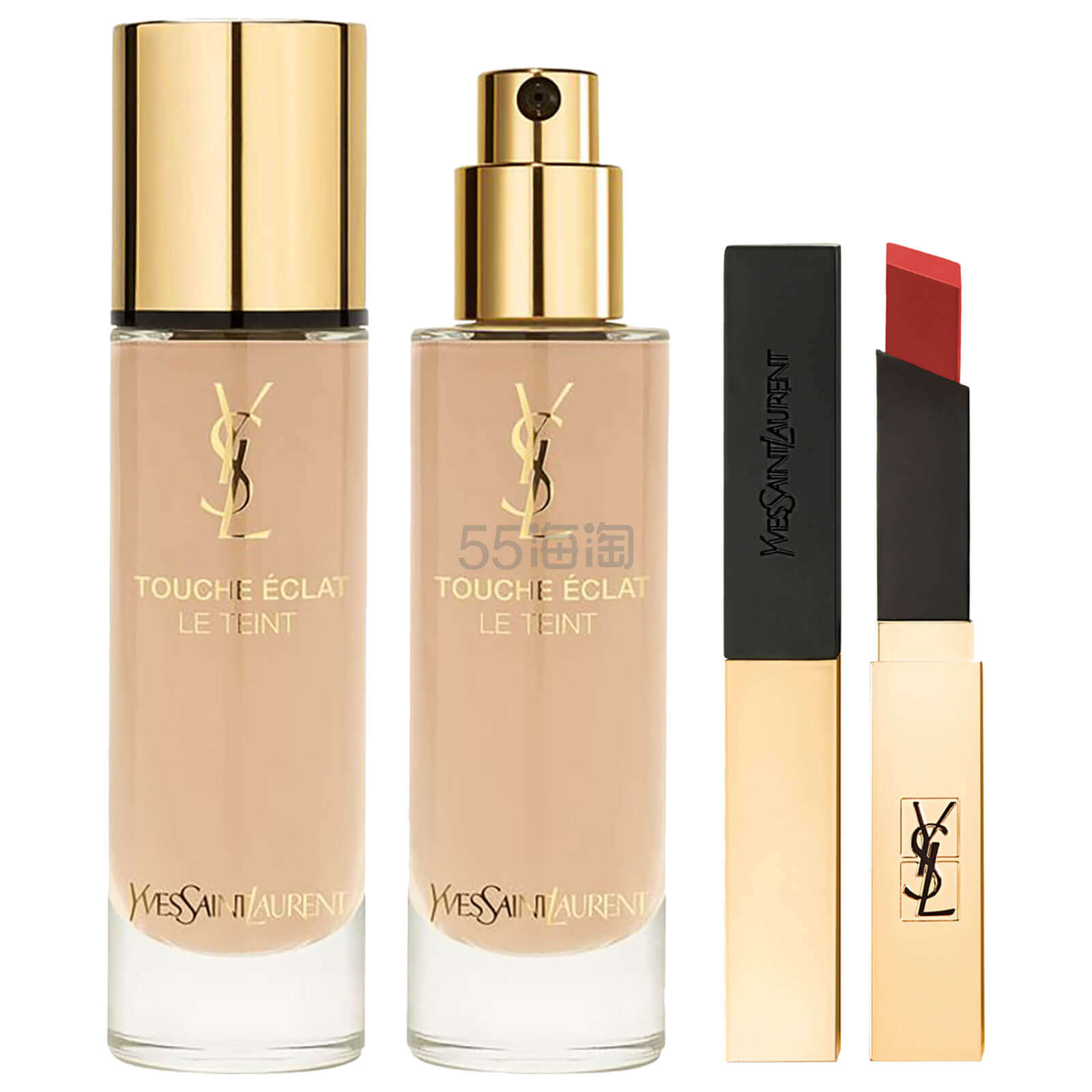 YSL 超模光感粉底液 多色号可选+小金条口红9号套装
