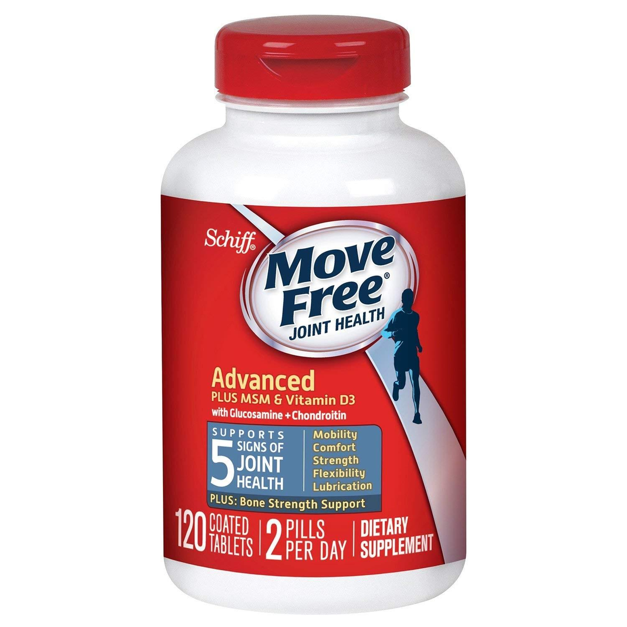 低价！Schiff Movefree 旭福 添加 MSM 维生素D3 蓝盒加强版 120粒