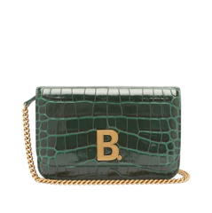 BALENCIAGA B-logo 绿色鳄*皮纹理包包