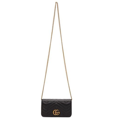 【定价优势】Gucci Black Quilted GG Marmont 2.0 黑色背包