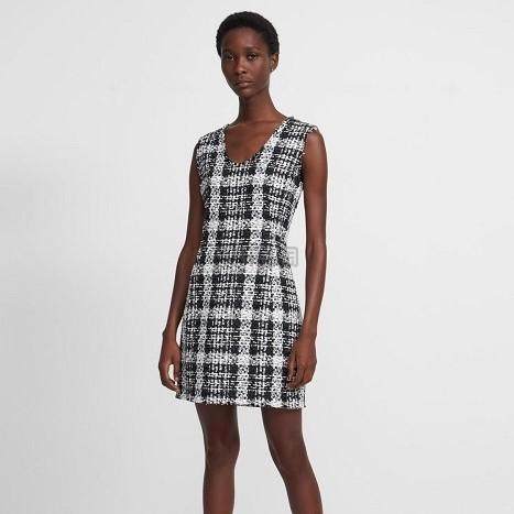 Theory 黑白粗花呢连衣裙