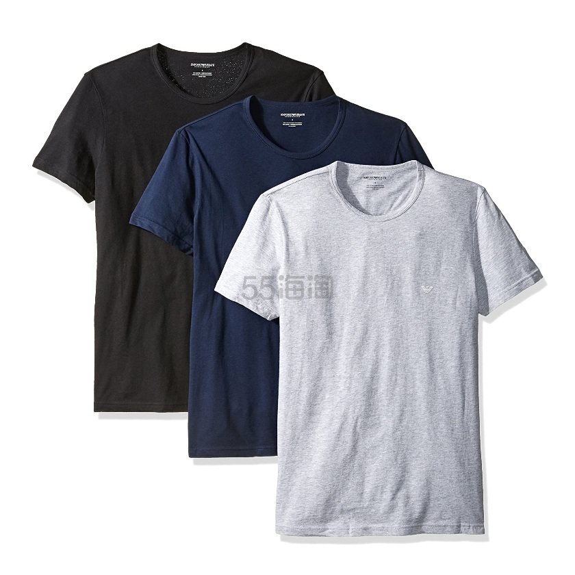 【中亚Prime会员】Emporio Armani 阿玛尼 男士纯棉圆领短袖 3件装