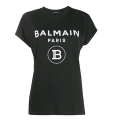BALMAIN logo印花黑色T恤衫