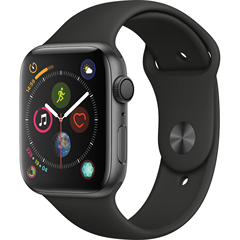Apple Watch 系列 4 GPS 44mm 深空灰色表壳带黑色运动型表带 mu6d2ll/a