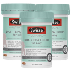 【包邮】SWISSE Ultinatal 婴幼儿DHA+EPA*油软胶囊 60粒 3瓶装