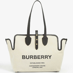Burberry 徽标印花棉质帆布托特包