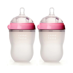 Comotomo 可么多么 粉色婴儿硅胶奶瓶 250ml 2只装