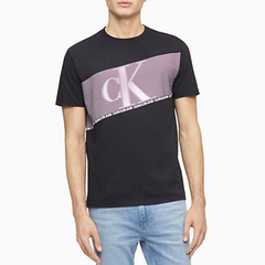 【5件3折】Calvin Klein 男士 logo 闪光条纹圆领T恤