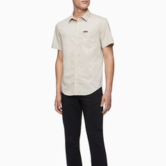 【3.8折】Calvin Klein 男士纯色欧米茄针扣式衬衫短袖