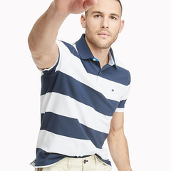 【4.6折】TOMMY HILFIGER 男士基础款条纹 Polo 短袖