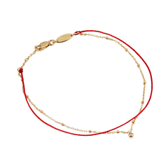 【9折】REDLINE 玫瑰金红绳双链条钻石手链