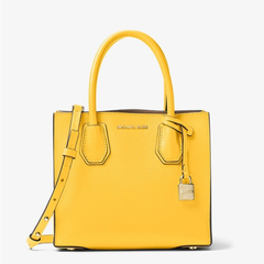 补货！【7折】Michael Kors Mercer 日落黄中号风琴锁头托特包