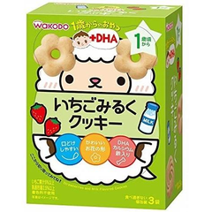 补货！【日亚自营】Wakodo和光堂 婴儿DHA草莓牛奶花朵曲奇宝宝磨牙饼干 3袋*6个