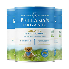【用码PD5立减5纽】Bellamy's 贝拉米 有机婴幼儿奶粉 900g 1段 3罐包邮装