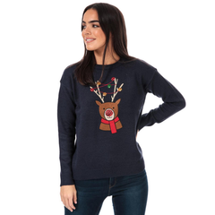 【Br*e Soul】Womens Sequin Reindeer Christmas Jumper