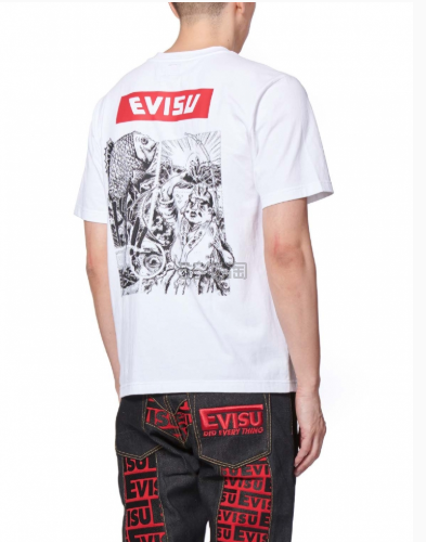 EVISU（福神） 男士基础 Logo 背后印花短袖 T 恤