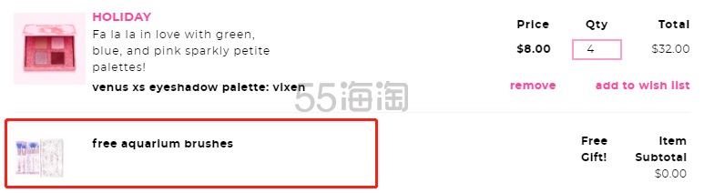 【满送7支化妆刷】Lime Crime 独角兽官网 维纳斯 Venus XS Vixen 四色眼影盘