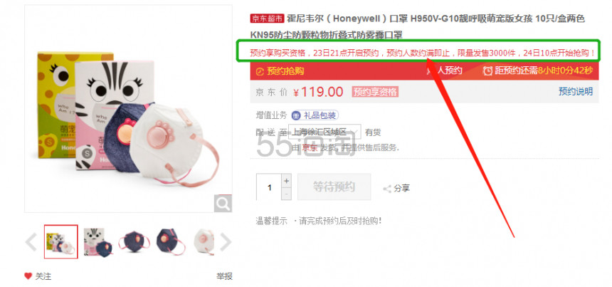 21点开始预约！Honeywell 霍尼韦尔 H950V-G10 KN95 折叠式萌宠版口罩 10只/盒