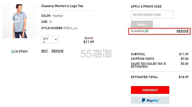 【额外6折】Puma 彪马 Classics 女子短袖T恤