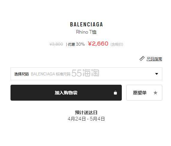 BALENCIAGA Rhino 巴黎世家灰色T恤
