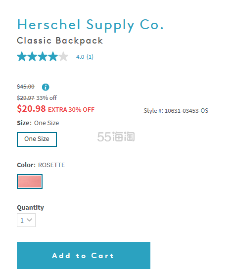 Herschel Supply Co. 粉色书包