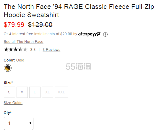 The North Face 北面 94 RAGE 经典绒面拉链夹克